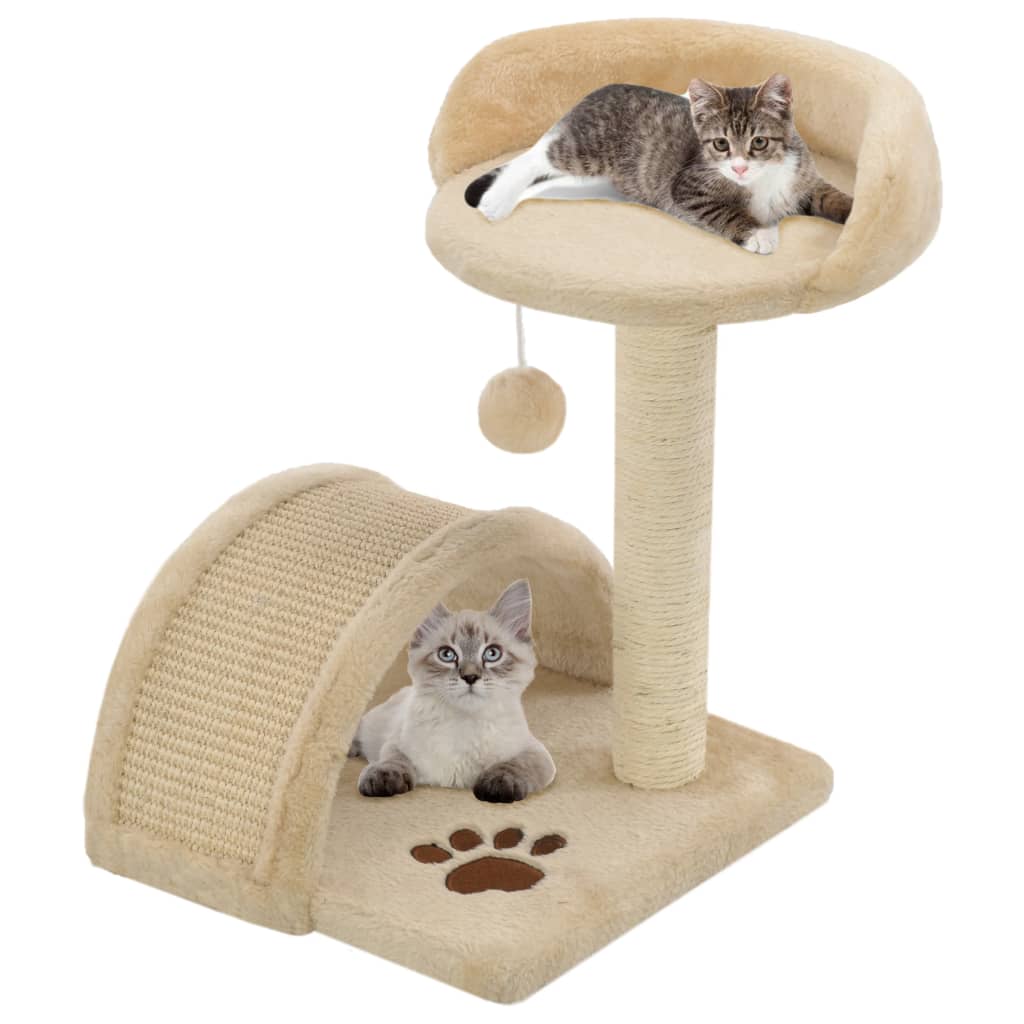 Cat Tree with Sisal Scratching Post 40 cm Beige and Brown