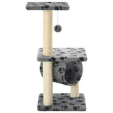 Cat Tree with Sisal Scratching Posts 65 cm Grey Paw Print - Side View