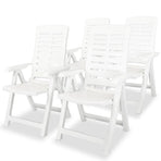 Reclining Folding Chairs 4 pcs Plastic White
