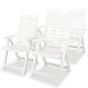 Reclining Folding Chairs 4 pcs Plastic White