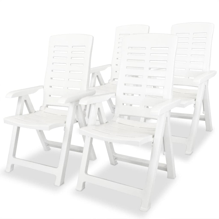 Reclining Folding Chairs 4 pcs Plastic White