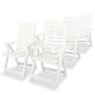 Reclining Folding Chairs 6 pcs Plastic White