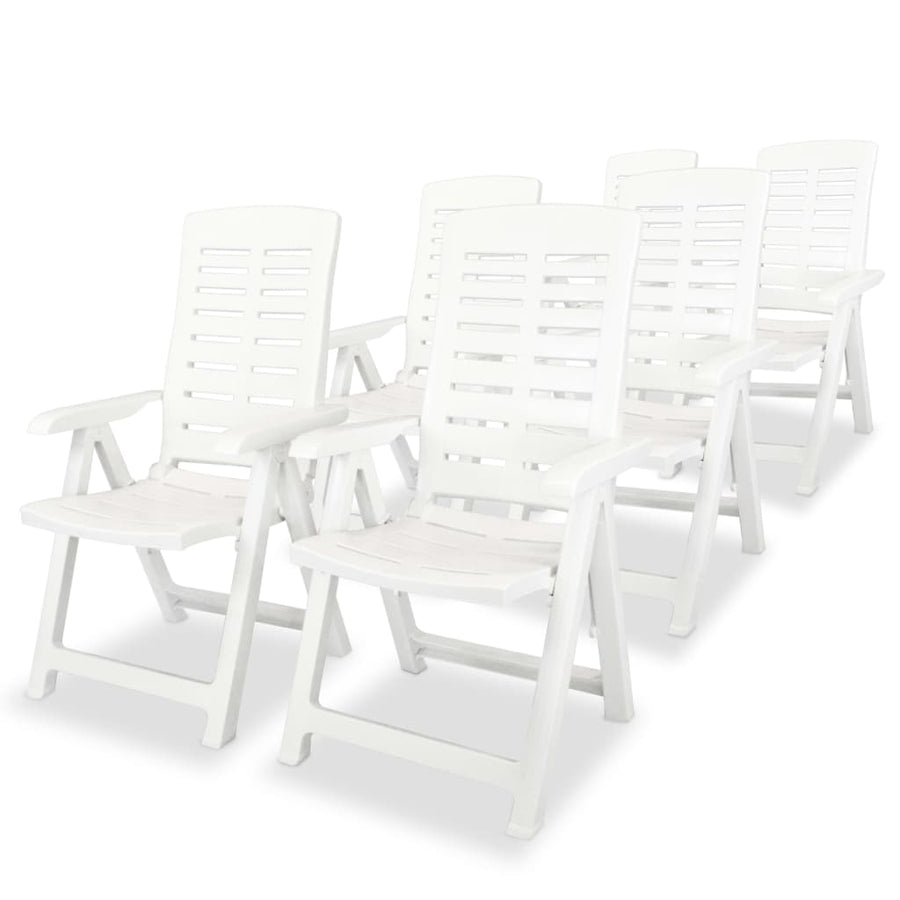 Reclining Folding Chairs 6 pcs Plastic White
