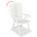 Reclining Garden Chairs 6 pcs Plastic White - Front View