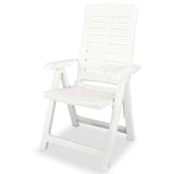 Reclining Garden Chairs 6 pcs Plastic White - Side View