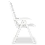 Reclining Garden Chairs 6 pcs Plastic White - 45-Degree Angle