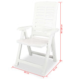 Reclining Garden Chairs 6 pcs Plastic White - Low Angle