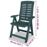 Reclining Garden Chairs 4 pcs Plastic Green