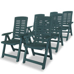 Reclining Folding Chairs 6 pcs Plastic Green