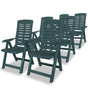 Reclining Folding Chairs 6 pcs Plastic Green