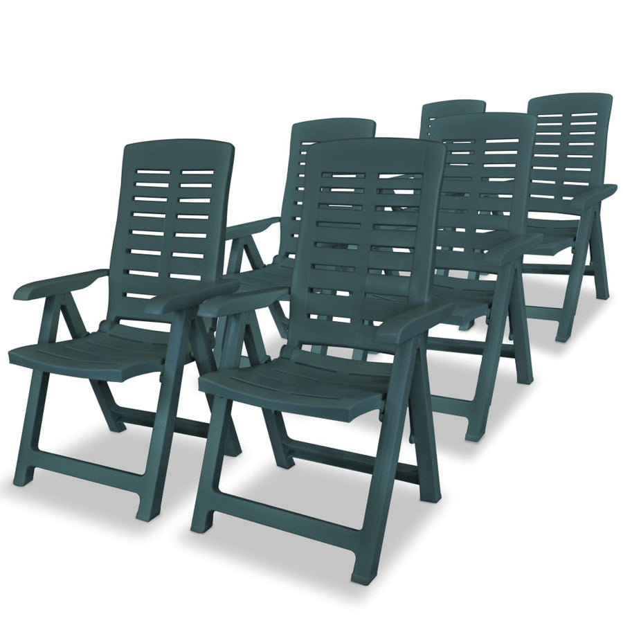 Reclining Folding Chairs 6 pcs Plastic Green