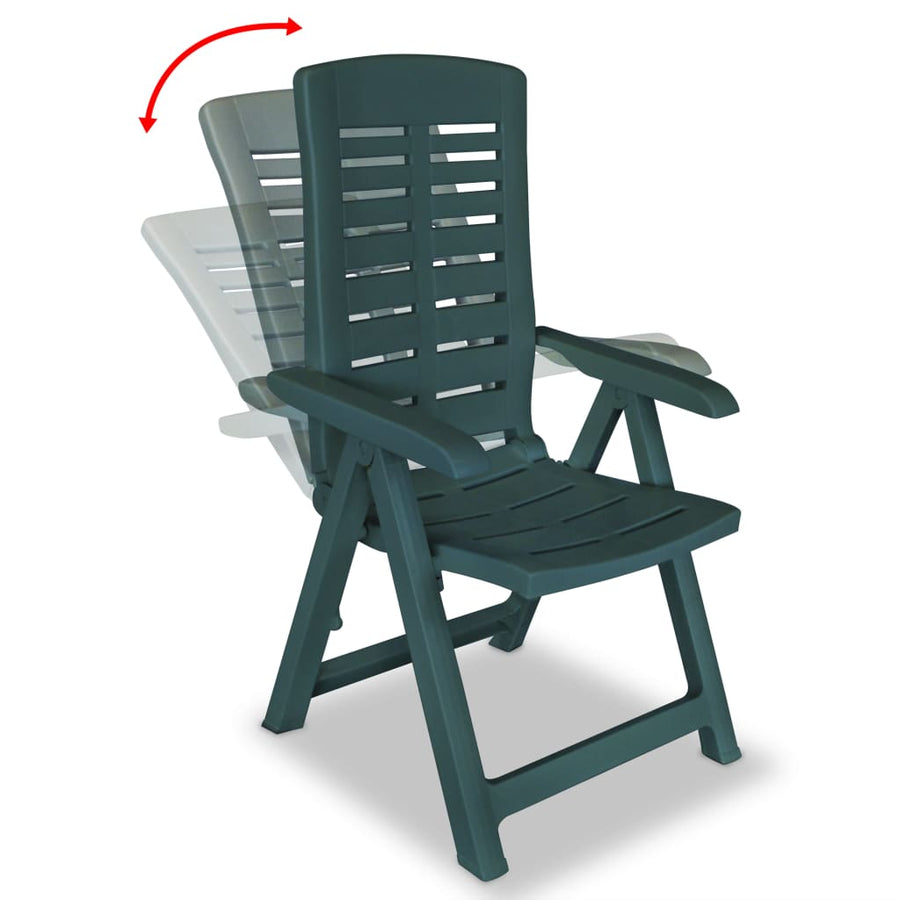 Reclining Folding Chairs 6 pcs Plastic Green