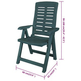 Reclining Garden Chairs 6 pcs Plastic Green - Low Angle