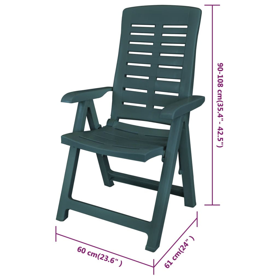 Reclining Folding Chairs 6 pcs Plastic Green