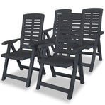 Reclining Folding Chairs 4 pcs Plastic Anthracite