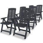 Reclining Folding Chairs 6 pcs Plastic Anthracite