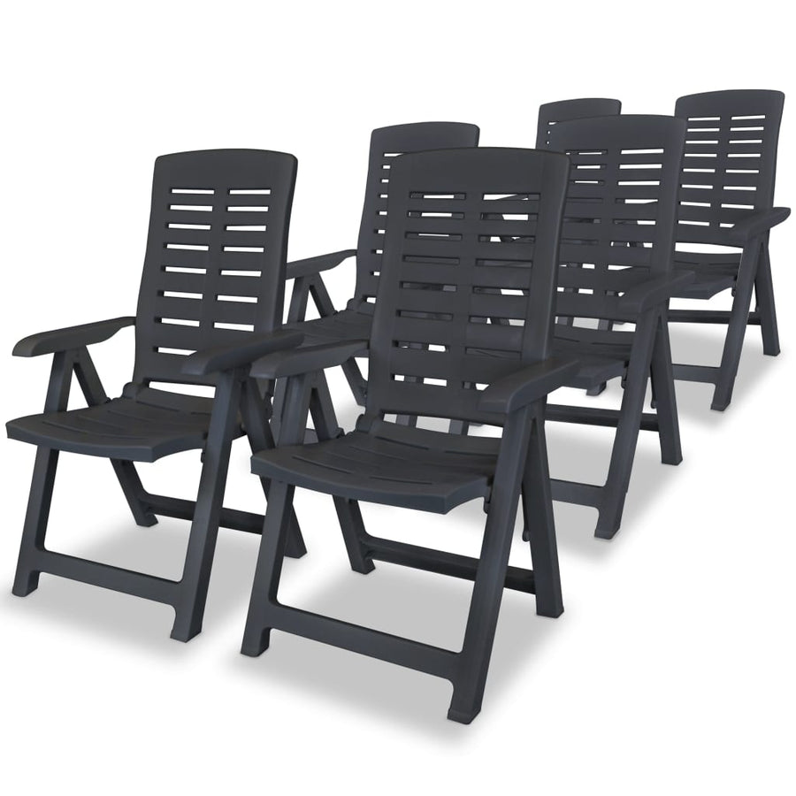 Reclining Folding Chairs 6 pcs Plastic Anthracite