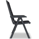 Reclining Garden Chairs 6 pcs Plastic Anthracite - 45-Degree Angle