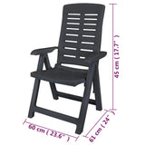 Reclining Garden Chairs 6 pcs Plastic Anthracite