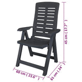 Reclining Garden Chairs 6 pcs Plastic Anthracite - Low Angle