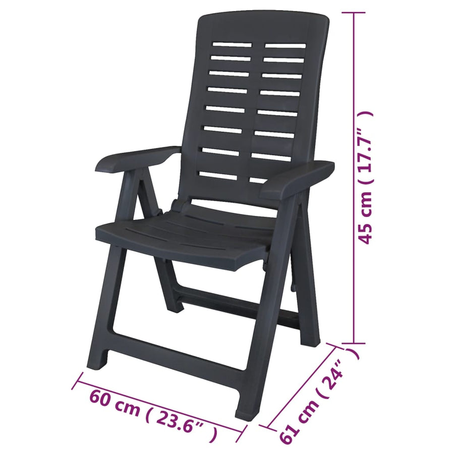 Reclining Folding Chairs 6 pcs Plastic Anthracite