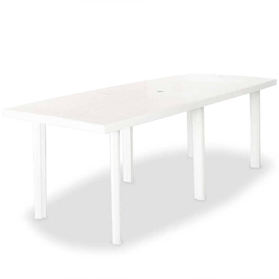 9 Piece Outdoor Dining Set Plastic White
