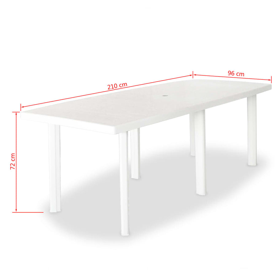 9 Piece Outdoor Dining Set Plastic White