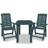 3 Piece Bistro Set Plastic Green - Front View
