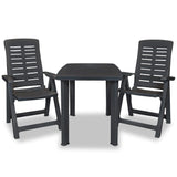3 Piece Bistro Set Plastic Anthracite - Front View