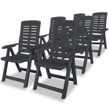 7 Piece Outdoor Dining Set Plastic Anthracite - Side View