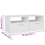 TV Cabinets 2 pcs Engineered Wood 95x35x36 cm White - Rear View