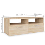 2 Piece TV Cabinet Set Engineered Wood 95x35x36 cm Oak - Rear View