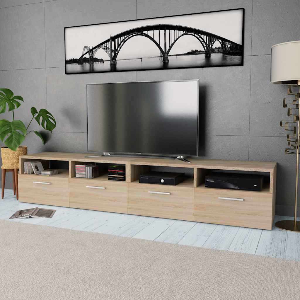 2 Piece TV Cabinet Set Engineered Wood 95x35x36 cm Oak