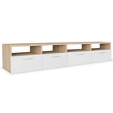 TV Cabinets 2 pcs Engineered Wood 95x35x36 cm Oak and White - Front View