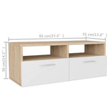 TV Cabinets 2 pcs Engineered Wood 95x35x36 cm Oak and White