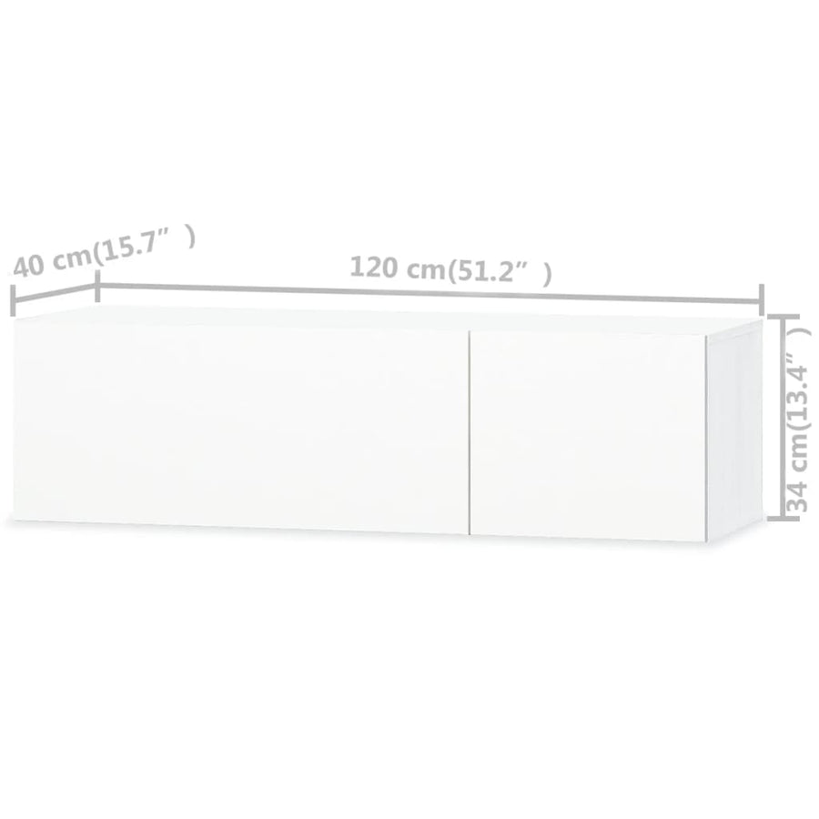 2 Piece TV Cabinet Set Engineered Wood 120x40x34 cm High Gloss White