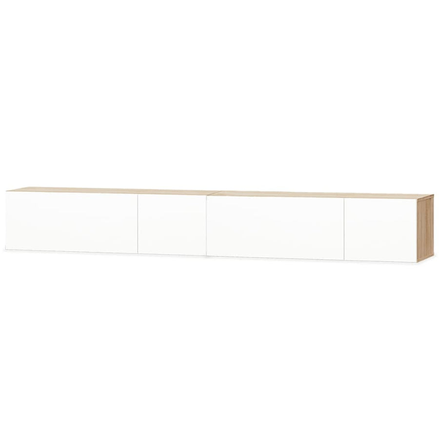 2 Piece TV Cabinet Set Engineered Wood 120x40x34 cm High Gloss White Oak