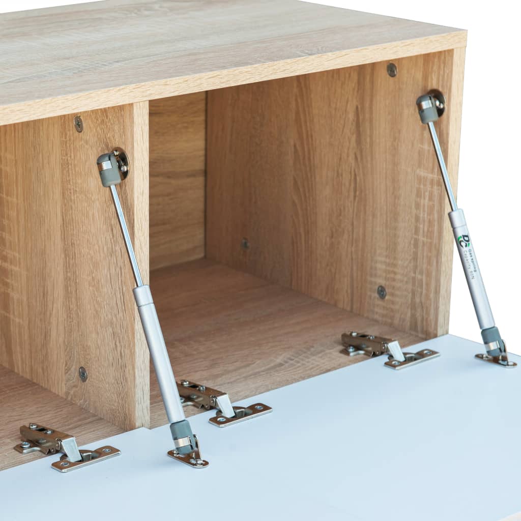 2 Piece TV Cabinet Set Engineered Wood 120x40x34 cm High Gloss White Oak