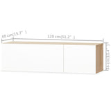 2 Piece TV Cabinet Set Engineered Wood 120x40x34 cm High Gloss White Oak
