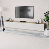 2 Piece TV Cabinet Set Engineered Wood 120x40x34 cm High Gloss White Oak