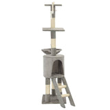 Cat Tree with Sisal Scratching Posts 138 cm Grey - Top-Down View