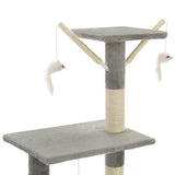 Cat Tree with Sisal Scratching Posts 138 cm Grey - Rear View