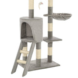 Cat Tree with Sisal Scratching Posts 138 cm Grey - Low Angle