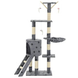 Cat Tree with Sisal Scratching Posts 138 cm Grey Paw Prints - Side View