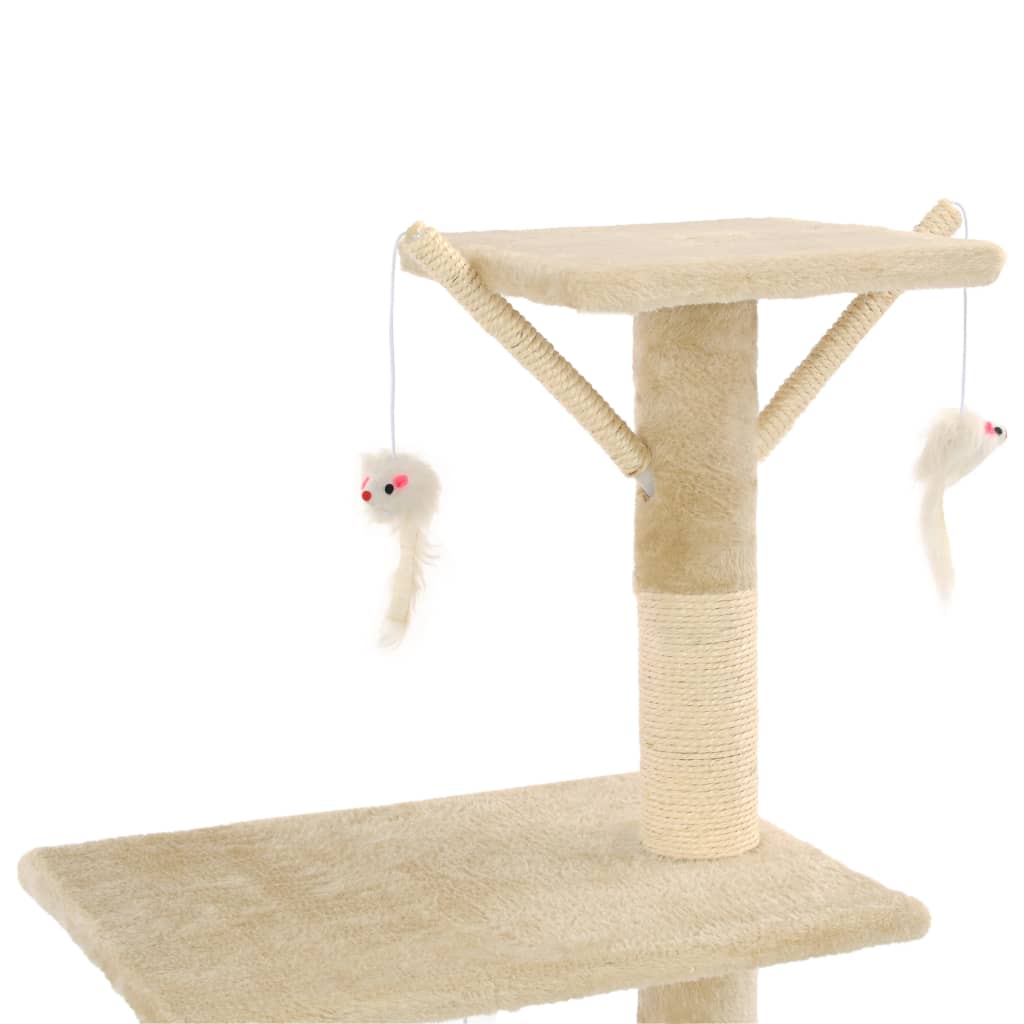 Cat Tree with Sisal Scratching Posts 138 cm Beige