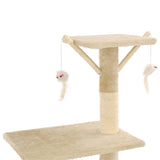 Cat Tree with Sisal Scratching Posts 138 cm Beige - Rear View
