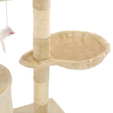 Cat Tree with Sisal Scratching Posts 138 cm Beige - Close-Up Angle