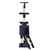 Cat Tree with Sisal Scratching Posts 138 cm Dark Blue - Top-Down View