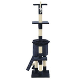 Cat Tree with Sisal Scratching Posts 138 cm Dark Blue - 45-Degree Angle