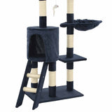 Cat Tree with Sisal Scratching Posts 138 cm Dark Blue - Low Angle